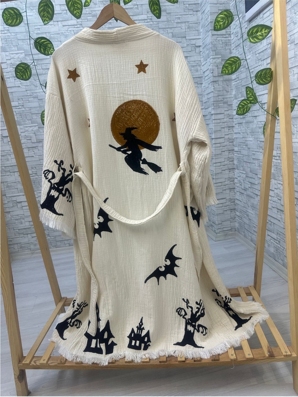Witch Halloween Hand Painted Organic Costume Unisex Robe